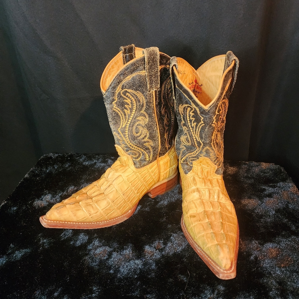 Kids Los Altos Brown and Black Size 12 Alligator Boots